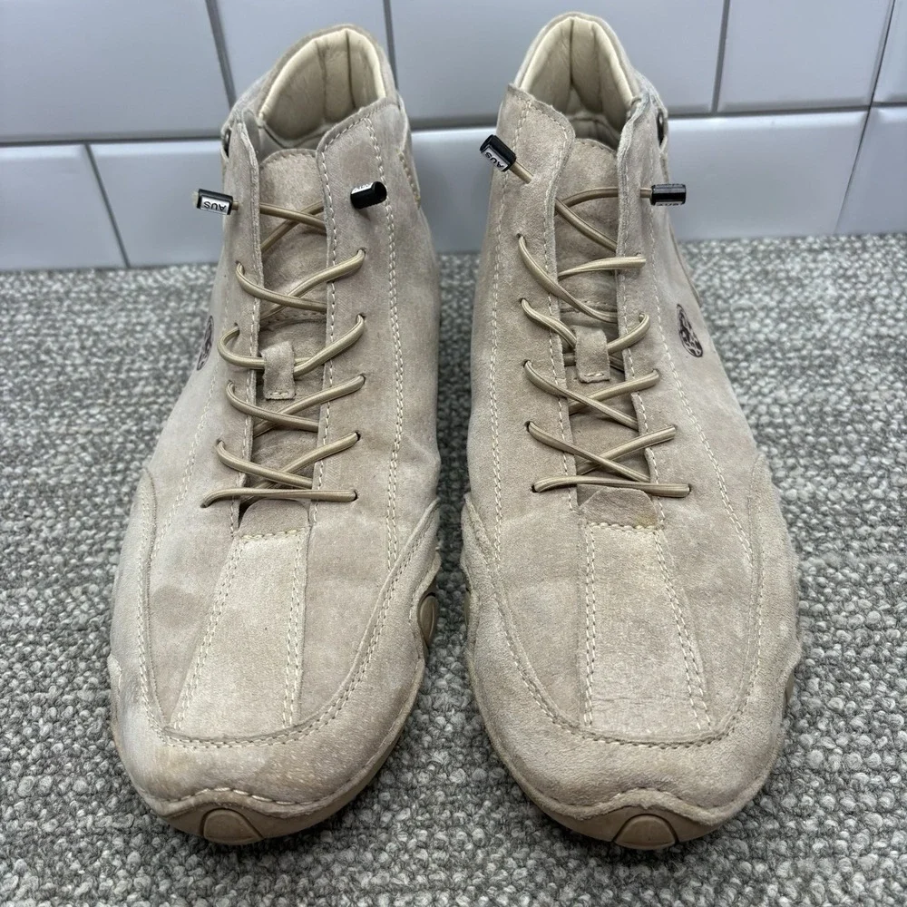 Clohoo Mens Beige Leather High Top Shoes Size 13 US‎ 48 Euro Ankle Casual Shoes